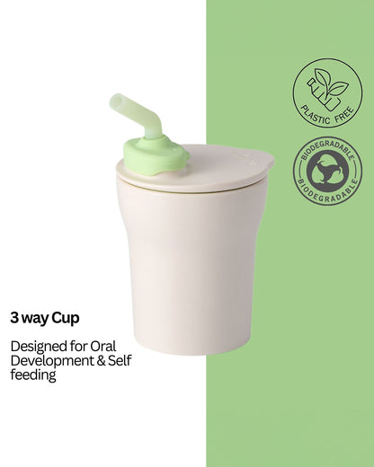 Miniware 1-2-3 Sip! Silicone Sippy Cup-Vanilla & Key Lime-With Lid & Straw-Plant Based-For Infants