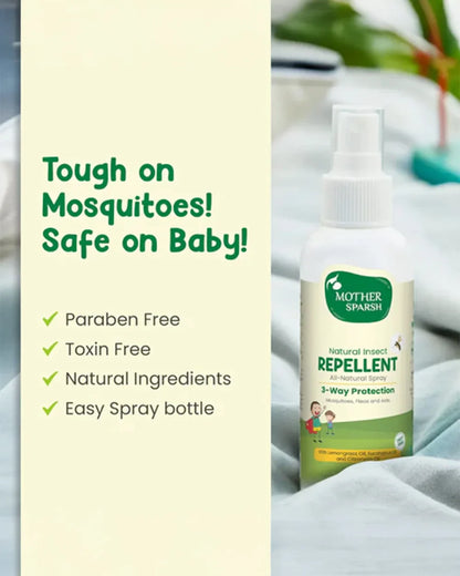 Mother Sparsh Cold Pressed Coconut Baby Massage Oil (200 ml), Natural Mosquito Repellent Spray & Nourishing Baby Hair Oil (100ml)