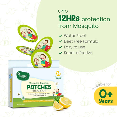 Mother Sparsh 100% Natural Mosquito Repellent Patches-Upto 12 Hours Protection-For Infants-24 Patches