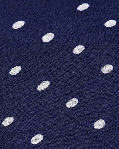 Mine4Nine Navy Blue Maternity Nursing Dress-Polka Dots Print-Rayon-Round Neck-Bump Friendly