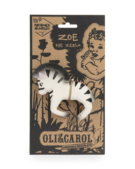 Oli & Carol Zoe The Zebra-Natural Rubber Bracelet Teether-Soft & Flexible-0M+