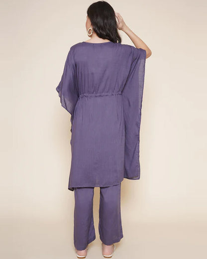 Mine4Nine Lilac Maternity Nursing Kurta Set-Solid Color-Rayon-Bump Friendly
