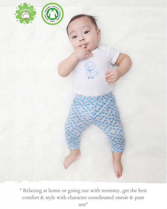 Kaarpas White & Grey Onesie-Bodysuit Set-Dog And Bones-Organic Cotton-For Infants