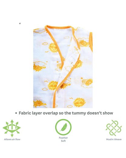 Kaarpas Yellow Half Sleeves Kimono Jhabla Set with Nappy-Sun-Organic Cotton-For Infants