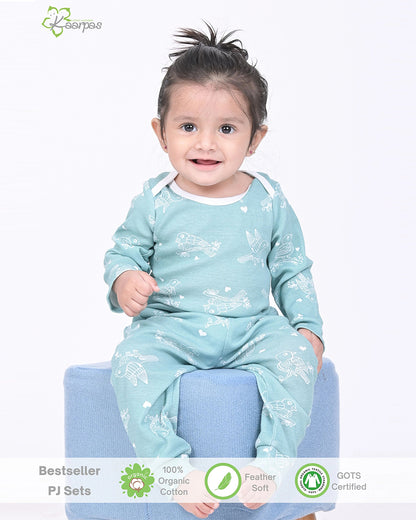 Kaarpas Teal PJ Set-Chirpy Sparrow-Organic Cotton-For Infants