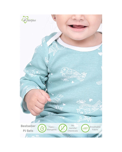 Kaarpas Teal PJ Set-Chirpy Sparrow-Organic Cotton-For Infants