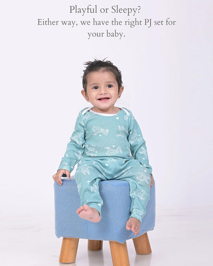 Kaarpas Teal PJ Set-Chirpy Sparrow-Organic Cotton-For Infants