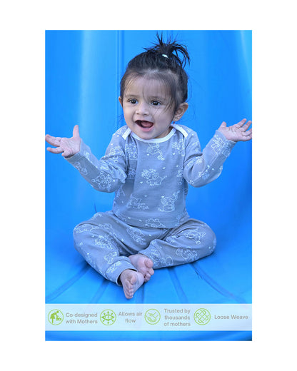 Kaarpas Grey PJ Set-Jumbo Elephant-Organic Cotton-For Infants