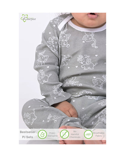Kaarpas Grey PJ Set-Jumbo Elephant-Organic Cotton-For Infants