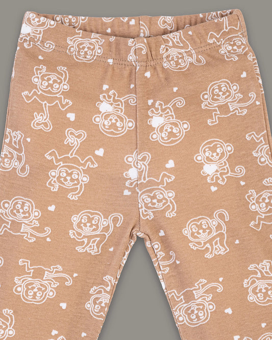 Kaarpas Brown PJ Set-Jumping Monkey-Organic Cotton-For Infants