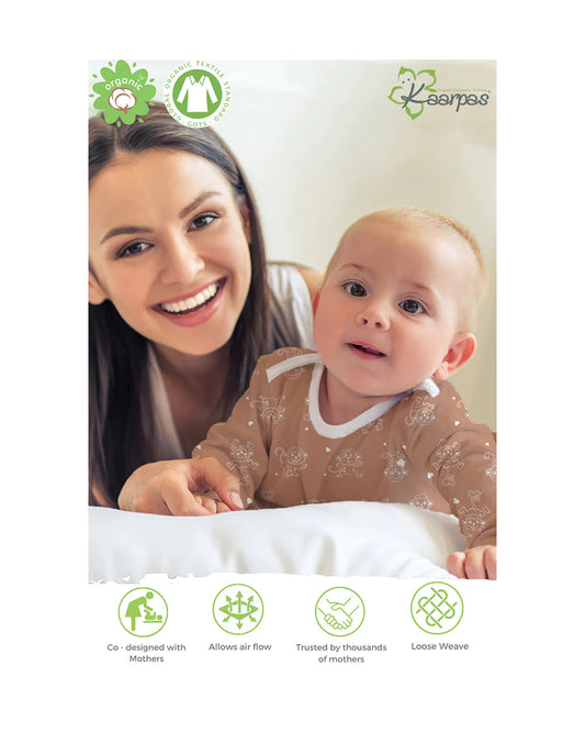 Kaarpas Brown PJ Set-Jumping Monkey-Organic Cotton-For Infants