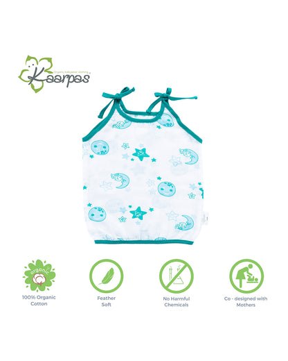 Kaarpas Blue Top and Nappy Set-Moon and Stars-Organic Cotton-For Infants