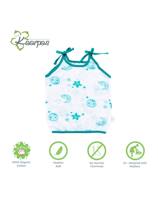 Kaarpas Blue Top and Nappy Set-Moon and Stars-Organic Cotton-For Infants
