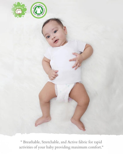 Kaarpas White Short Sleeves Jhabla-Solid-Organic Cotton-For Infants