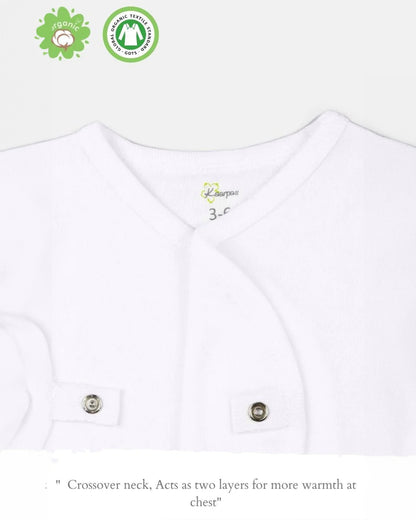 Kaarpas White Short Sleeves Jhabla-Solid-Organic Cotton-For Infants