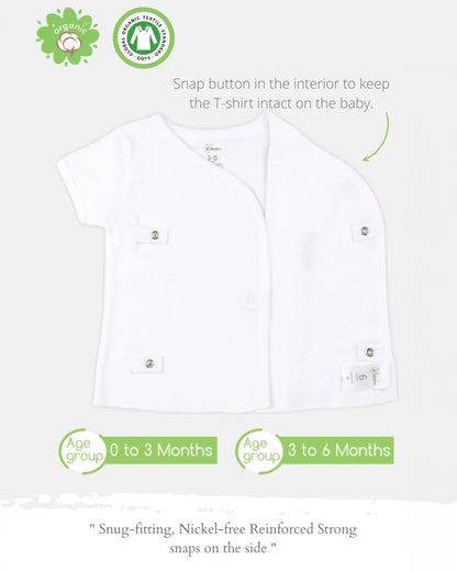 Kaarpas White Short Sleeves Jhabla-Solid-Organic Cotton-For Infants