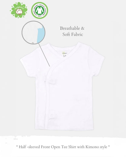 Kaarpas White Short Sleeves Jhabla-Solid-Organic Cotton-For Infants