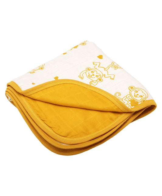 Kaarpas Ocean Dive' 3 Layered Monkey Muslin Baby Blanket-GOTS Certified Organic Cotton-For Infants