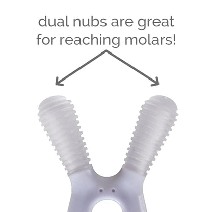 Zoli Dual Nub Bunny Teether-Dual Soft Textured-Soothe Hard to Reach Teeth-Mist & Ash-Pack of 2-6M+