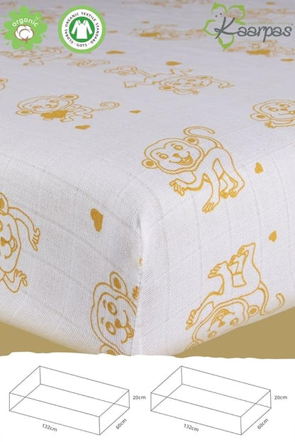 Kaarpas Ocean Dive' Monkey Cot Bedsheet-GOTS Certified Organic Cotton-For Infants