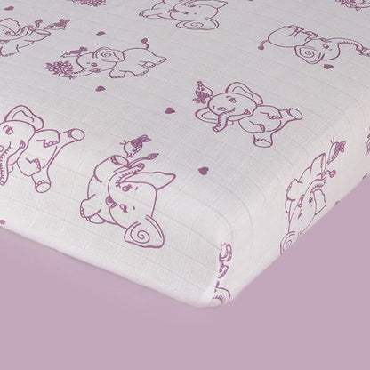 Kaarpas Ocean Dive' Elephant Cot Bedsheet-GOTS Certified Organic Cotton-For Infants