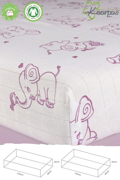 Kaarpas Ocean Dive' Elephant Cot Bedsheet-GOTS Certified Organic Cotton-For Infants