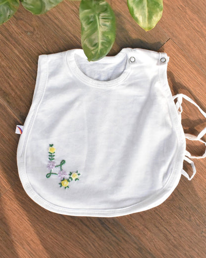 Picksparrow White Jhabla-Bullion Rose-Lazy Daisy Patch-Cotton-For Infants