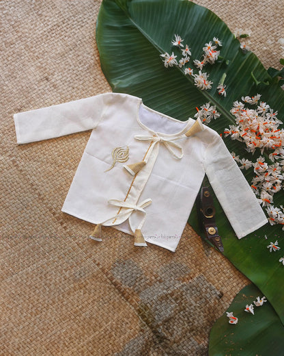 Picksparrow White Jhabla & Dhoti-Leaf-Cotton-For Infants