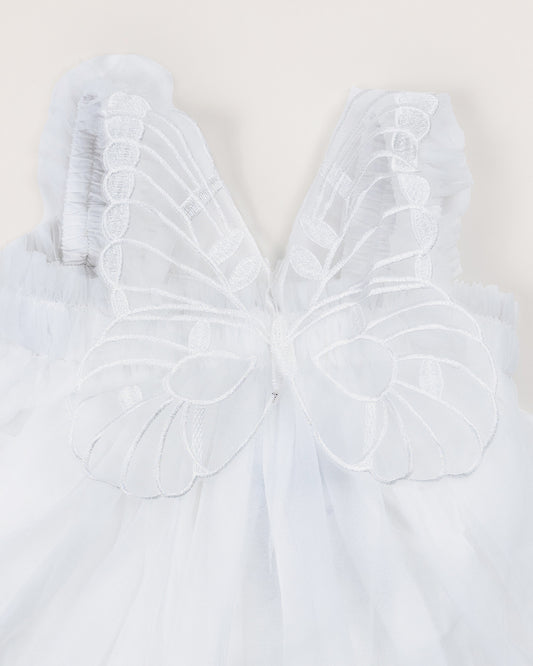 Baby Boo White Amelia Butterfly Frock Dress-Solid-Tulle-For Infants