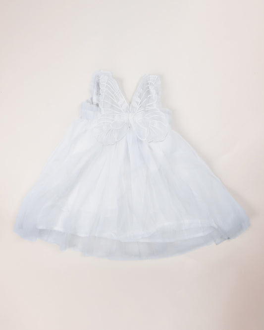 Baby Boo White Amelia Butterfly Frock Dress-Solid-Tulle-For Infants