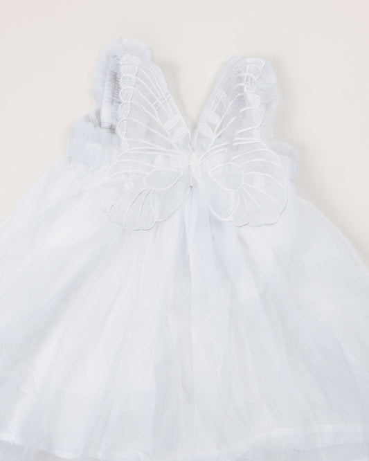 Baby Boo White Amelia Butterfly Frock Dress-Solid-Tulle-For Infants