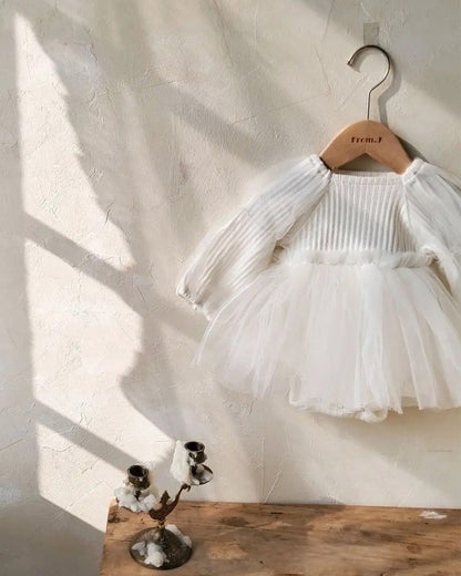 Baby Boo White Della Sheer Frock Dress-Solid-Tulle-For Infants