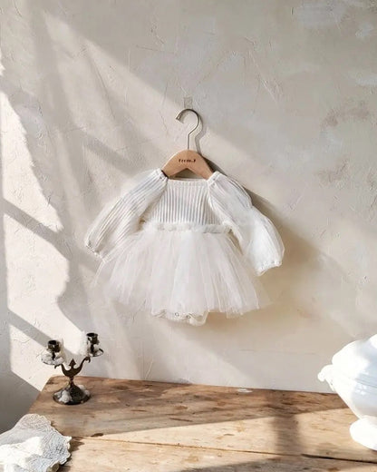 Baby Boo White Della Sheer Frock Dress-Solid-Tulle-For Infants