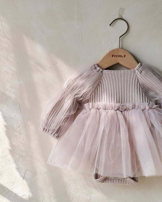 Baby Boo Pink Della Sheer Frock Dress-Solid-Tulle-For Infants