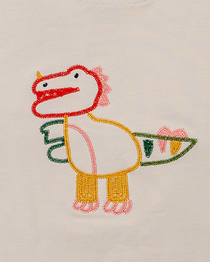 Baby Boo Green Dinosaur Sweatshirt-Embroidered-Cotton-For Infants