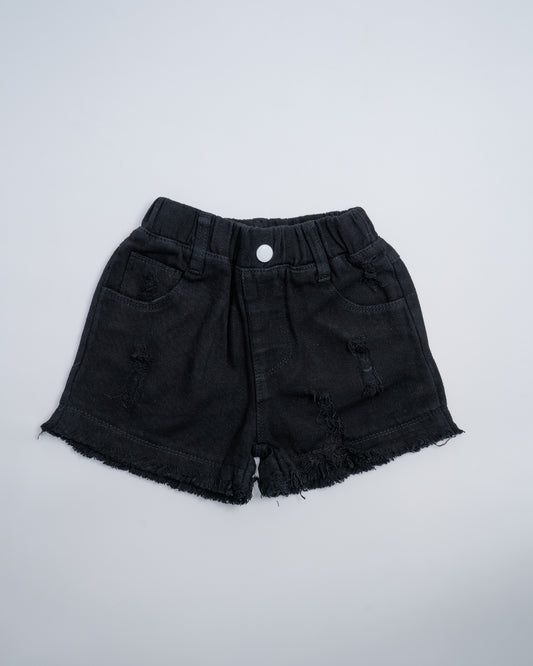 Baby Boo Black Evie Shorts-Solid-Soft Denim-For Infants