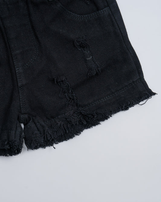 Baby Boo Black Evie Shorts-Solid-Soft Denim-For Infants