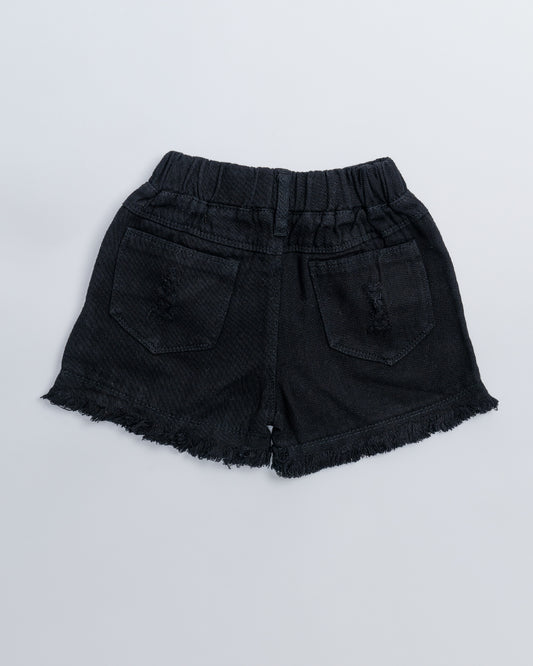 Baby Boo Black Evie Shorts-Solid-Soft Denim-For Infants