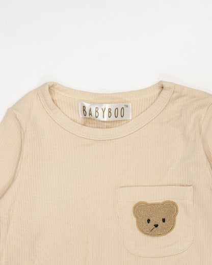 Baby Boo Beige Sleepsuit-Cotton-Solid-For Infants