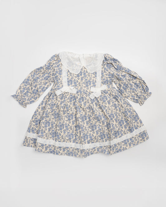 Baby Boo Blue Hannah Floral Frock Dress-Printed-Cotton-For Infants