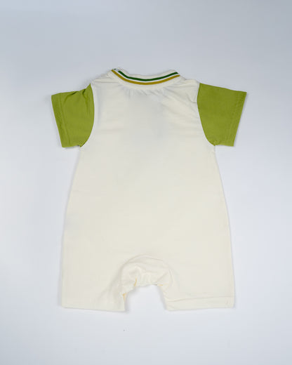 Baby Boo White & Green Hey Romper-Printed-Cotton-For Infants