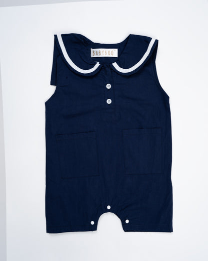 Baby Boo Blue Jean Romper-Solid-Cotton-For Infants