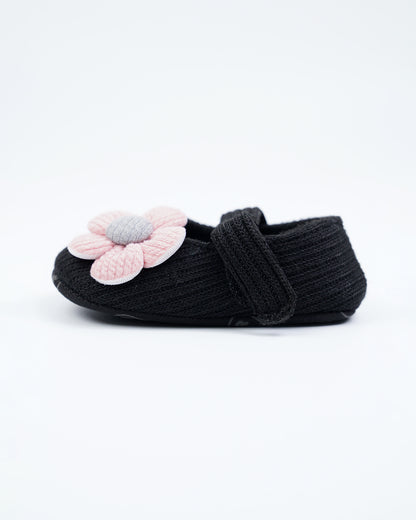 Baby Boo Black with Pink Flower Velcro Bellies For Infants