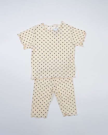 Baby Boo Apricot Riffy Nightsuit-Polka Dots-Polyester-For Infants