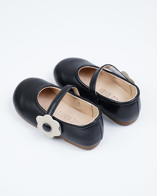 Baby Boo Black with White Flower Velcro Bellies For Infants