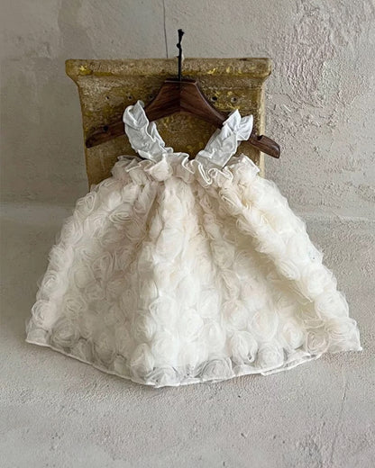 Baby Boo Beige Tia Sheer Frock Dress-Solid-Tulle-For Infants