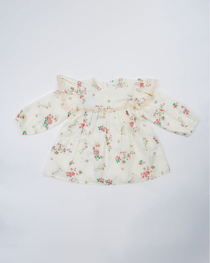 Baby Boo Beige Mara Frock Dress-Printed-Cotton-For Infants