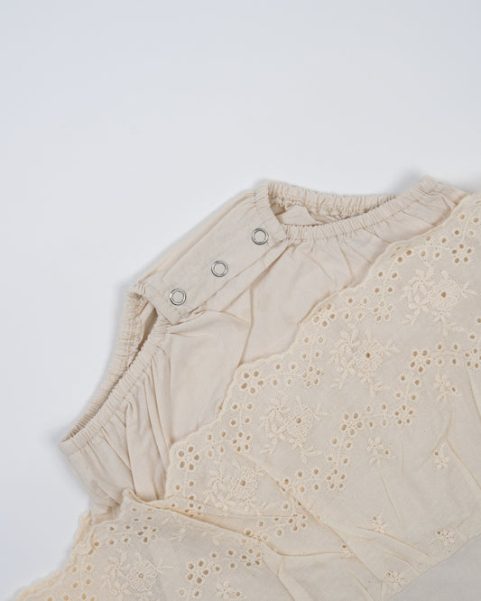 Baby Boo Beige Adah Romper Frock Dress-Solid-Cotton-For Infants