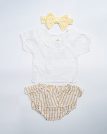 Baby Boo Mustard Brenda Co ord Set-Printed-Cotton-For Infants