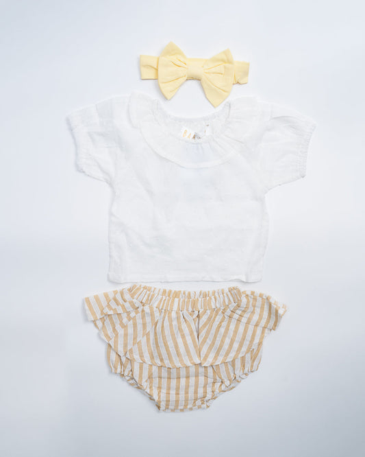 Baby Boo Mustard Brenda Co ord Set-Printed-Cotton-For Infants